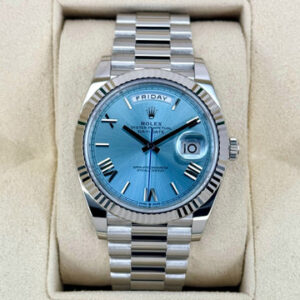 NEW 2025 Rolex Day-Date Platinum 40mm 228236 Ice Blue Roman Dial