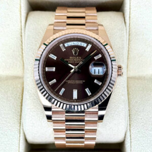 NEW 2025 Rolex Day-Date 40mm 228235 Rose Gold Chocolate Baguette Dial