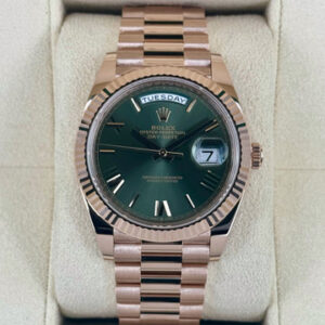 NEW 2025 Rolex Day-Date 40mm 228235 Presidential Rose Gold Olive Green Dial
