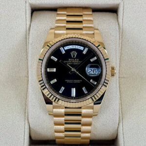 NEW 2025 Rolex Day-Date 40mm 228238 Black Diamond Baguette Dial